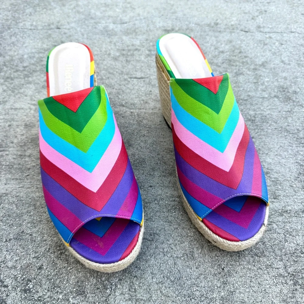 J. RENEE prys RAINBOW PLATFORM wedges heels slides sandals NEW 13 espadrilles